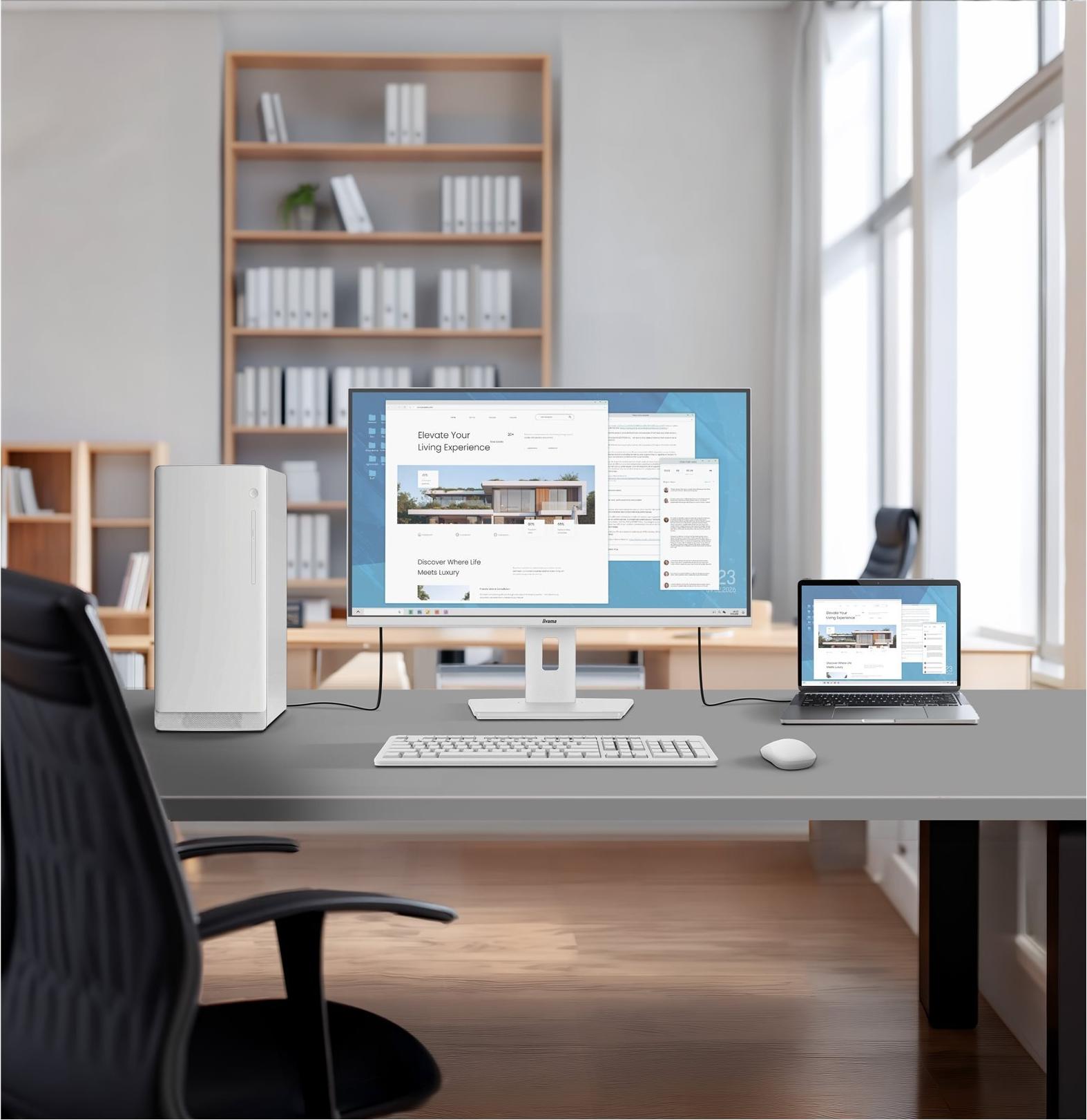Iiyama ProLite XB2797QSNP-W1 27" QHD IPS Monitor USB-C Docking KVM & LAN Weiß