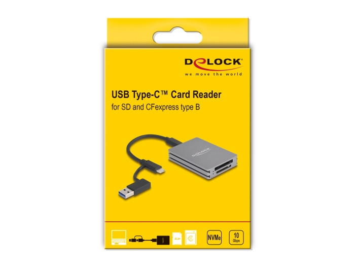 Delock 91011 Kartenleser USB-C für CFexpress Typ B und SD Grau