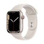 Apple Watch Series 7 (GPS + Cellular) - 45 mm - starlight aluminum - intelligente Uhr mit Sportband - Flouroelastomer - Starlight - Bandgröße: regelmäßig - 32GB - Wi-Fi, Bluetooth - 4G - 38,8 g (MKJQ3FD/A)