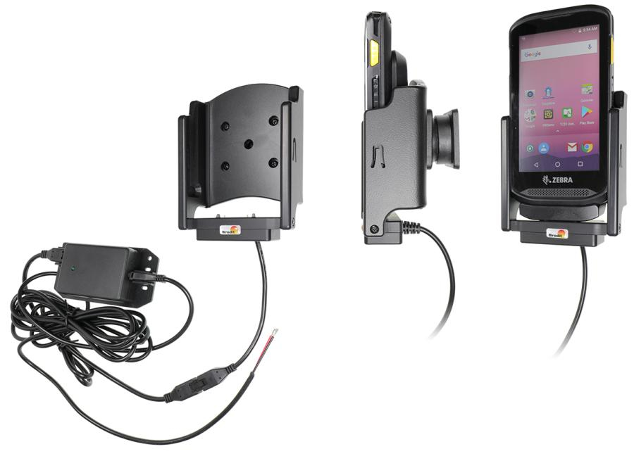 Brodit Ladestation für Zebra TC20/25 mit erweitertem Akku, Kugelgelenk (Tilt Swivel), MOLEX, 10/24 V, Schwarz