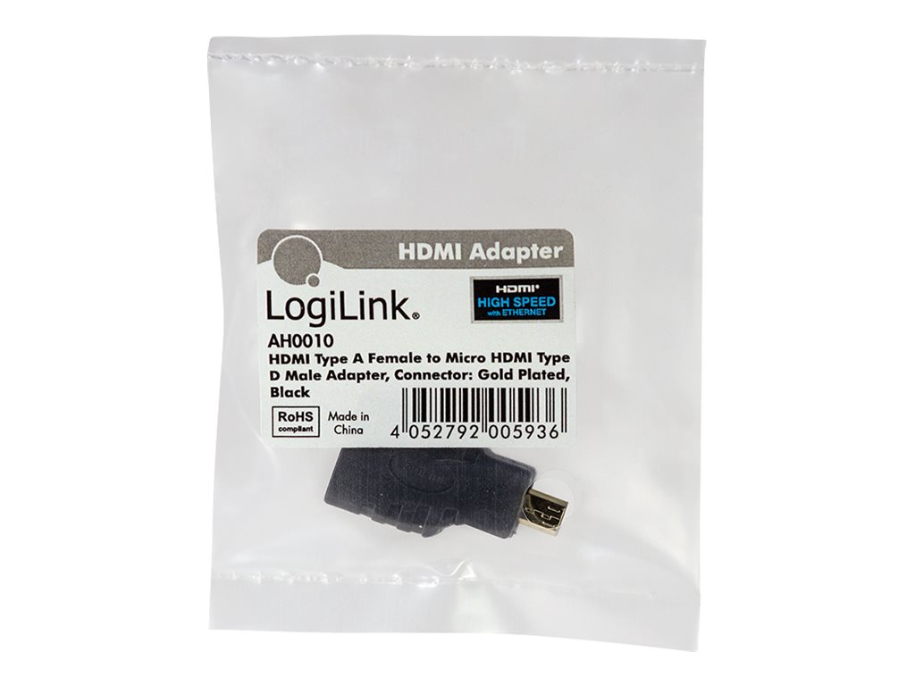 LogiLink HDMI auf Micro HDMI Adapter AH0010 Schwarz