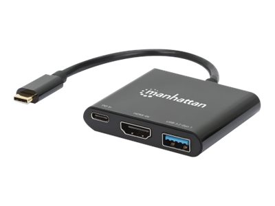 Manhattan 130622 Dockingstation HDMI 4K@30Hz USB-A USB-C PD 100W Schwarz