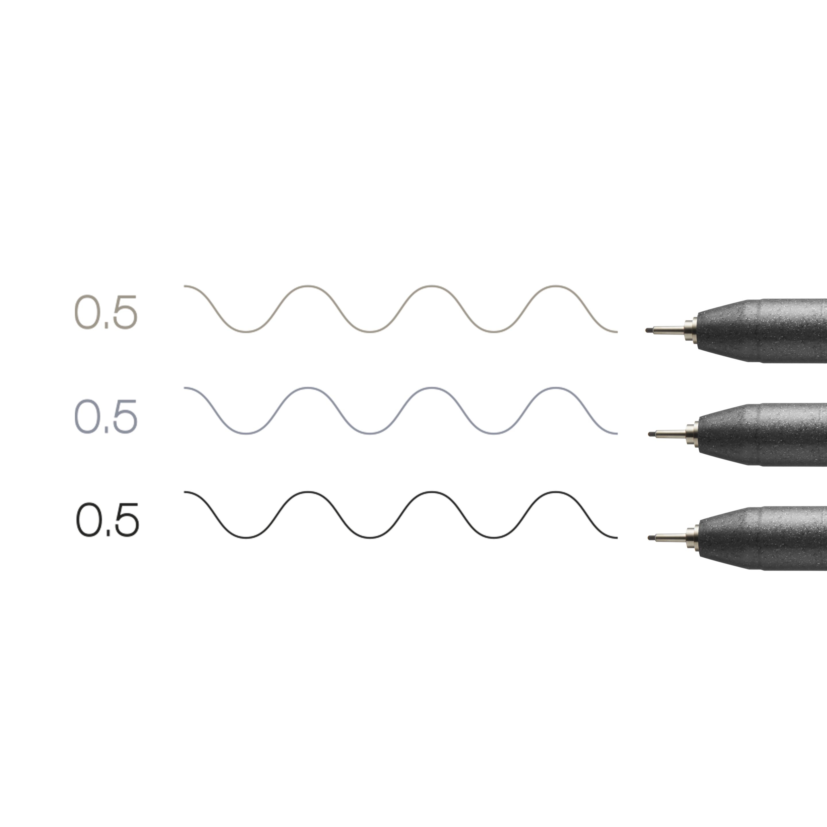 COPIC Multiliner Fineliner Set 0,5 mm 3 St. Schwarz, Kühles Grau, Warmes Grau