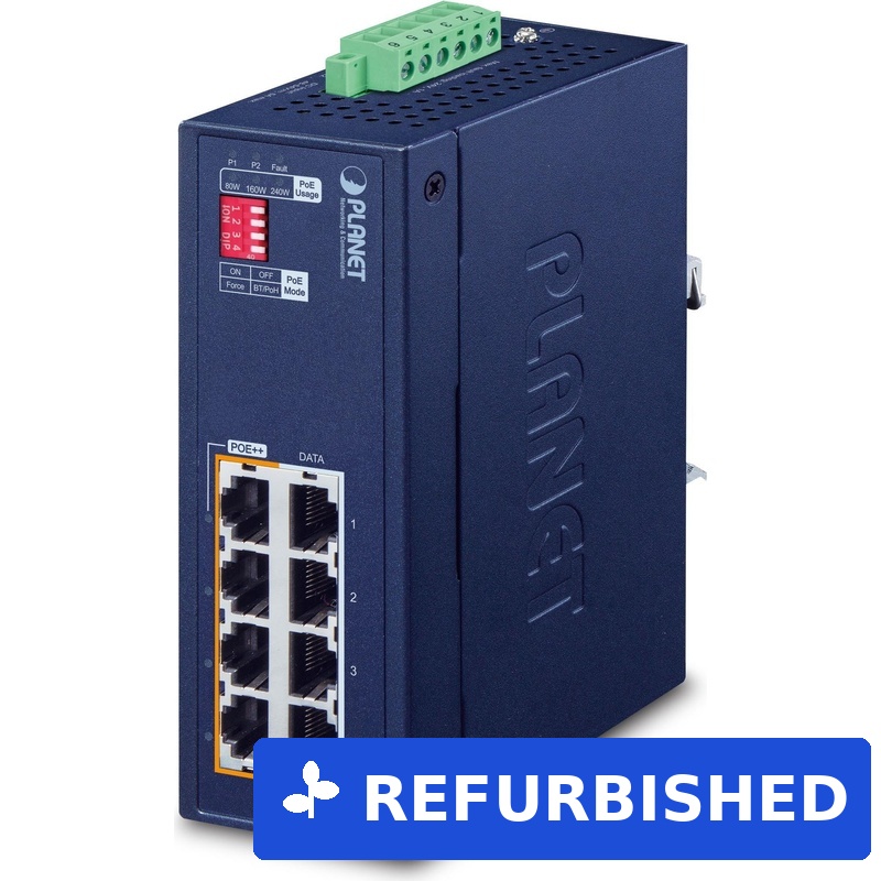 PLANET IP30 Industrial 4-port Power over Ethernet (PoE) Blau (IPOE-470) (geöffnet)