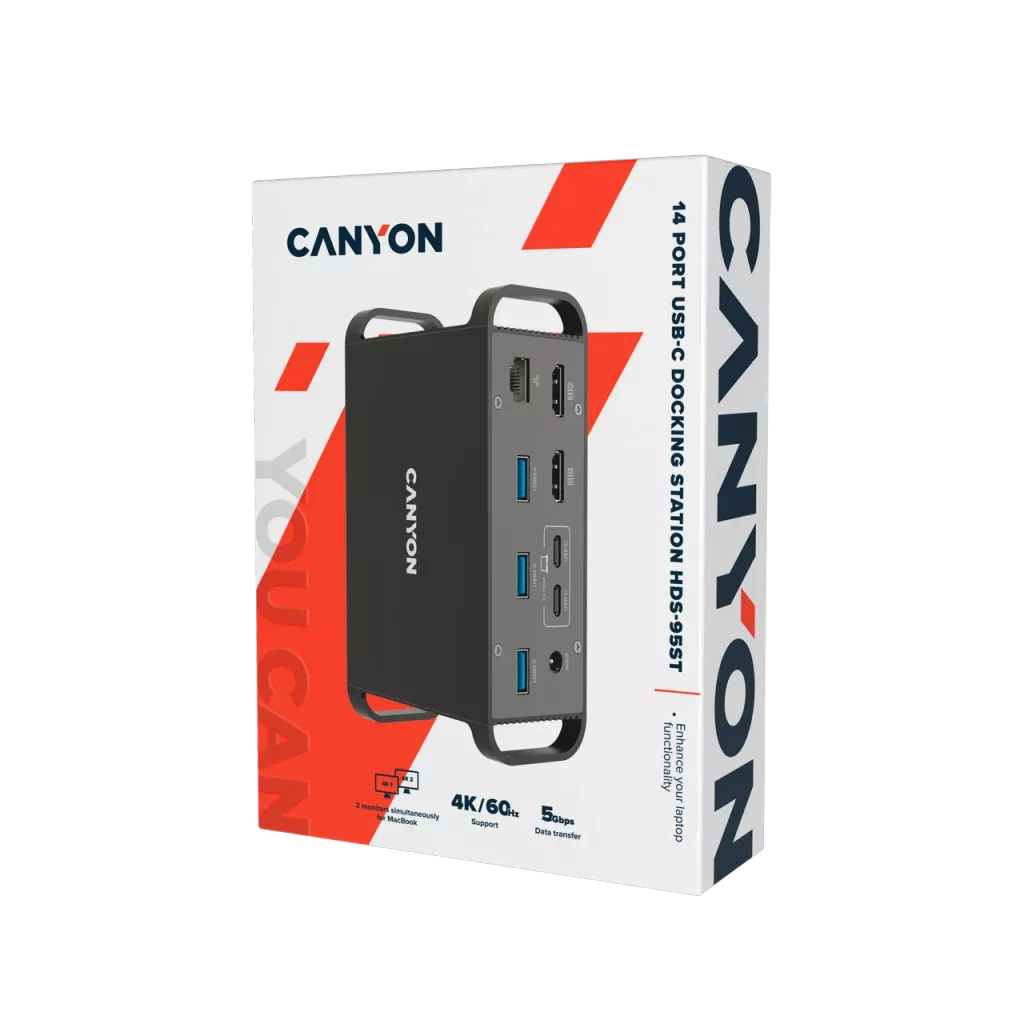 Canyon Dockingstation HDS-95ST USB-C 100W PD Aluminium Grau