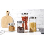 Ritzenhoff & Breker Vorratsglas "VIO", rund, 1,6 l aus Glas, mit Schraubverschlussdeckel aus Edelstahl, - 4 Stück (812091)