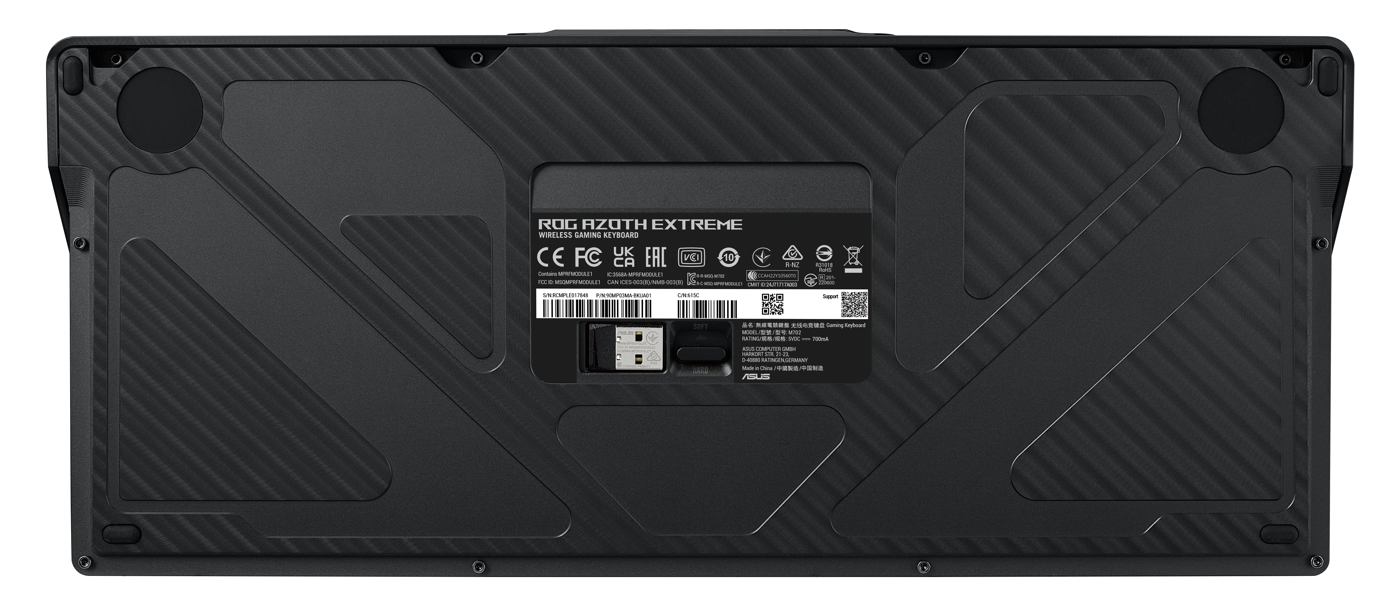 ASUS ROG Azoth Extreme Gaming-Tastatur 75% Kabellos Mechanisch ROG NX Snow Hot-Swap QWERTZ OLED-Display Per-Key-RGB Schwarz