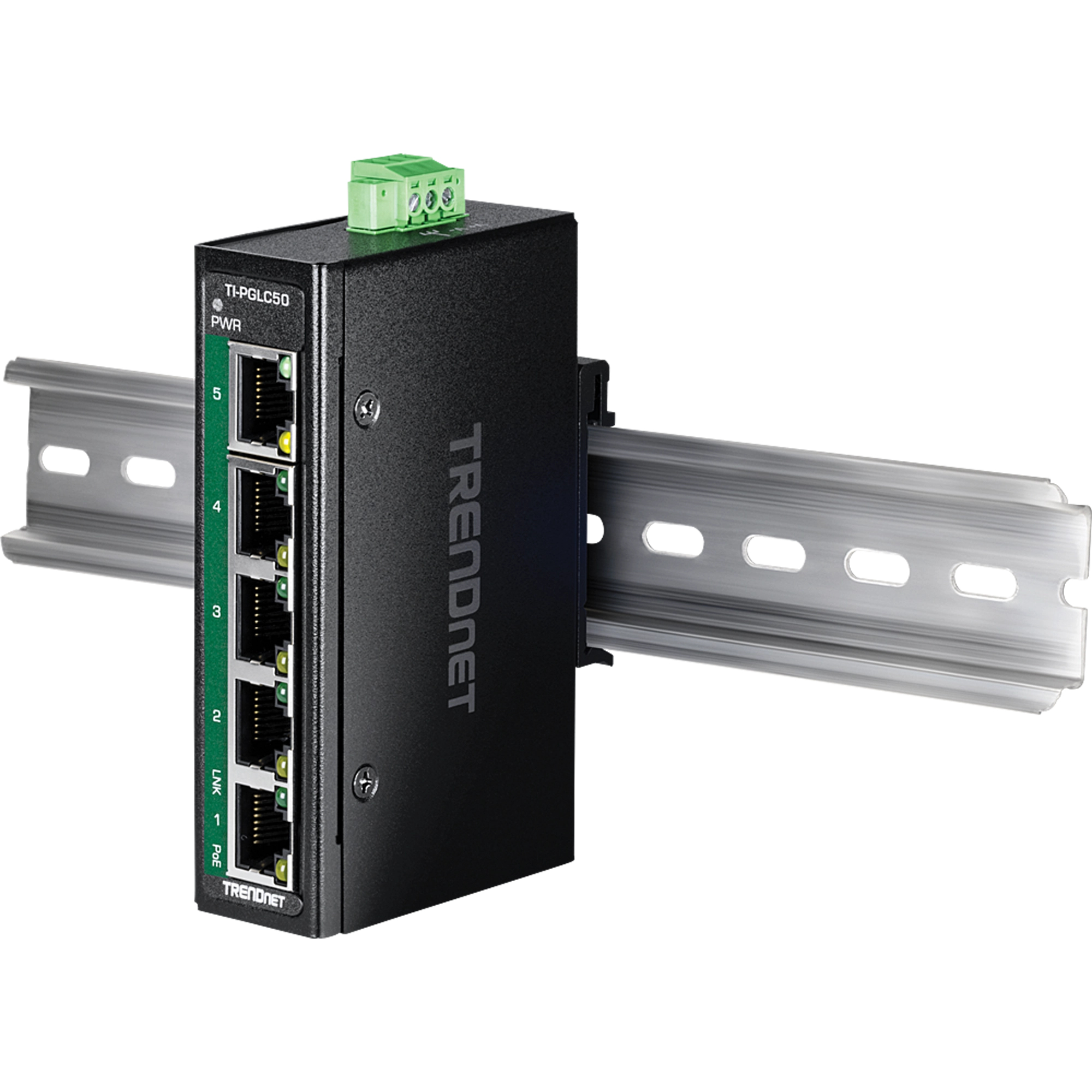TRENDnet TI-PGLC50 5-Port Industrial Gigabit PoE+ Switch Schwarz