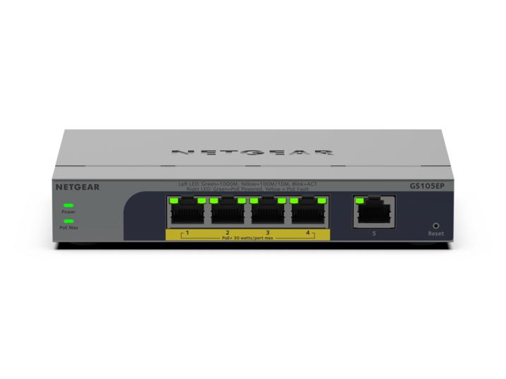 NETGEAR Easy Smart GS105EP 5-Port Gigabit Switch mit PoE+ Grau
