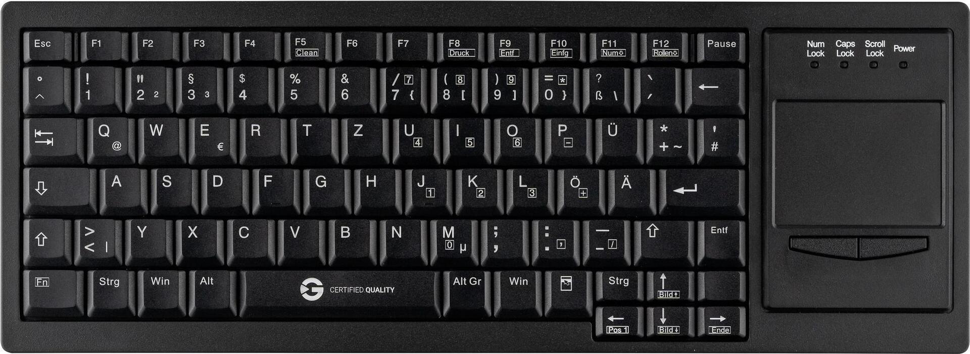 GETT Gerätetechnik CleanType Xtra Touch - Tastatur - mit Touchpad - USB - QWERTZ - Deutsch - Schwarz (KL30201)