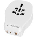 Gembird TPA-1A2C20-02-W Universal-Reiseadapter, 20 W, weiß (TPA-1A2C20-02-W)