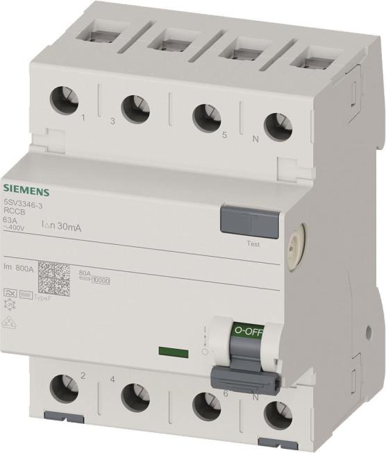 Siemens Indus.Sector FI-Schutzschalter, 4-polig Typ F, kurzzeitverzö 5SV3346-3 (5SV33463)