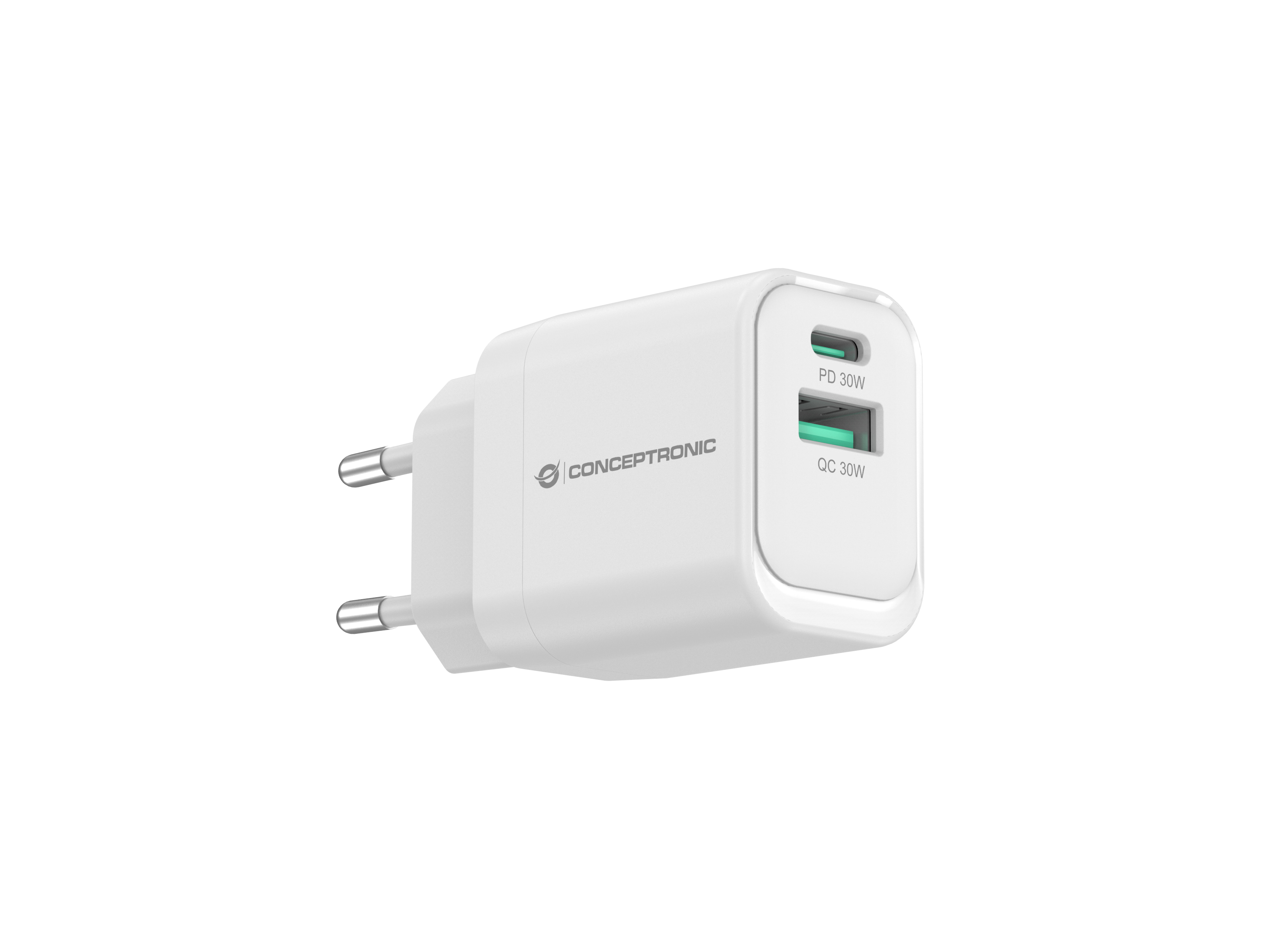 Conceptronic ALTHEA19W33 2-Port 33W GaN USB-PD Ladegerät 1x USB-C 1x USB-A Weiß