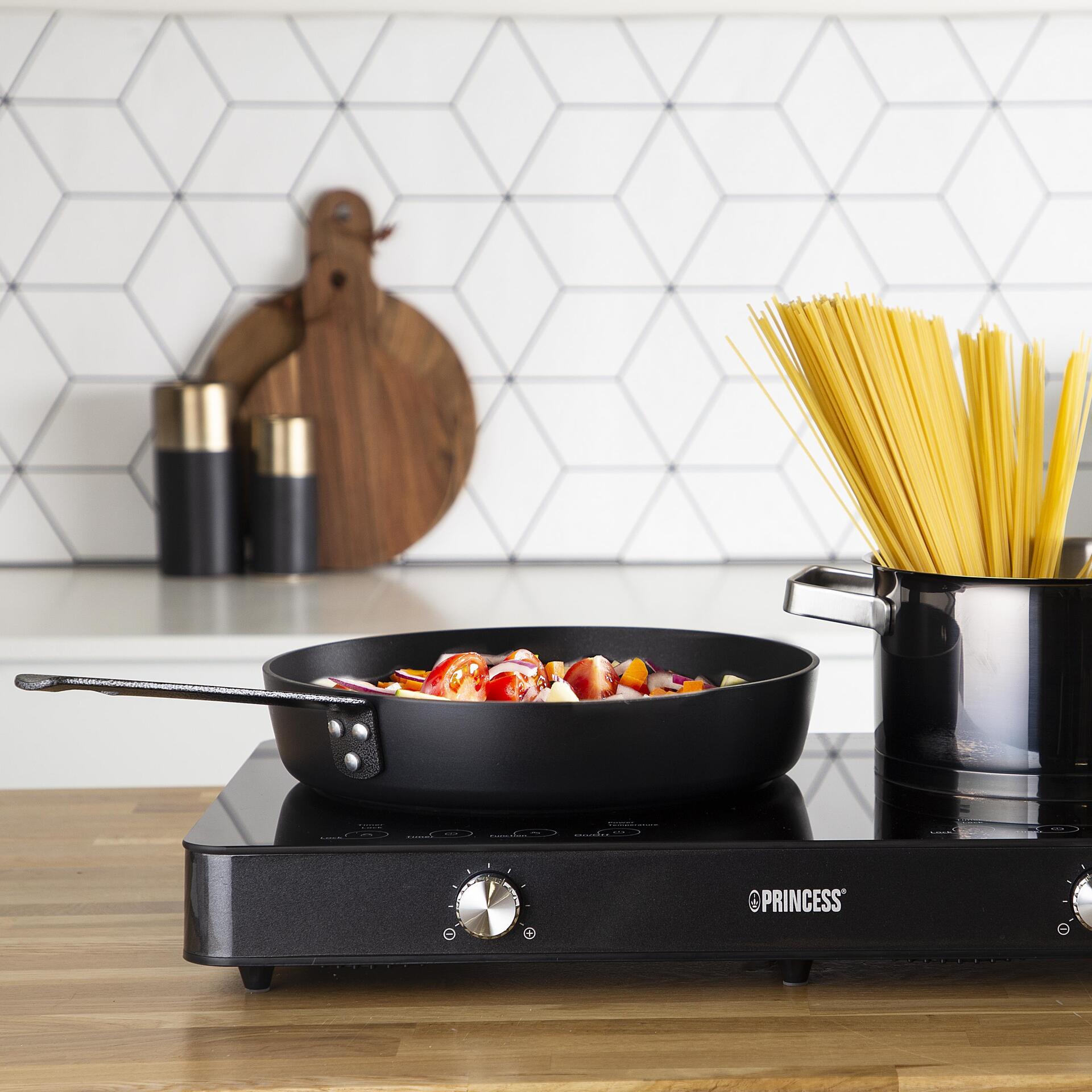 Princess 303011 Induktionskochplatte 58 cm 3,1 kW 2 Zonen Schwarz/Silber