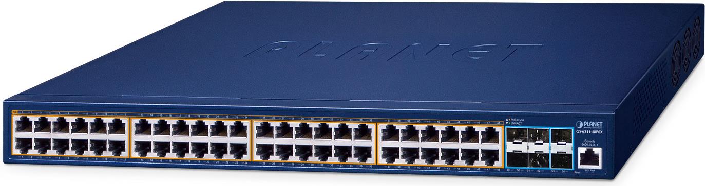 PLANET GS-6311-48P6X Netzwerk-Switch Managed L3 Gigabit Ethernet (10/100/1000) Power over Ethernet (PoE) Blau (GS-6311-48P6X)