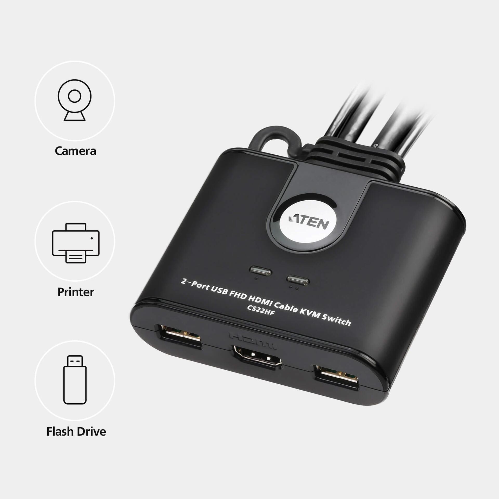 ATEN 2-Port USB FHD HDMI Kabel KVM-Switch (CS22HF-AT)
