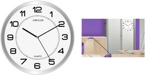 UNiLUX Wanduhr/Quarzuhr "MAGNET", magnetisch, silber Durchmesser: 310 mm, rückseitig mit Magnet zur Befestigung, - 1 Stück (400094406)