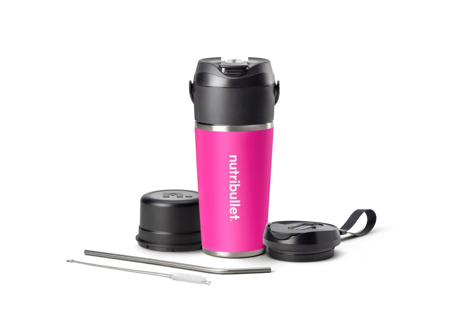 NutriBullet Flip Tragbarer Akku-Smoothie-Maker, 11,1 V, 0,59 l, Schwarz, Pink