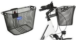 FISCHER Fahrrad-Lenkerkorb mit Schnellbefestigung, schwarz engmaschiger Draht, E-Bike kompatibel, per Klicksystem - 1 Stück (61076)