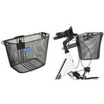 FISCHER Fahrrad-Lenkerkorb mit Schnellbefestigung, schwarz engmaschiger Draht, E-Bike kompatibel, per Klicksystem - 1 Stück (61076)