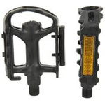 FISCHER Fahrrad-Pedale, für Mountainbikes, schwarz aus Kunststoff, mit seitlichen Reflektoren - 1 Stück (85836)