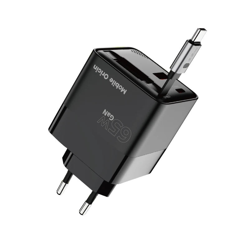 Mobile Origin MO-65WDCH-PW2 65W GaN Ladegerät USB-C 75 cm Schwarz