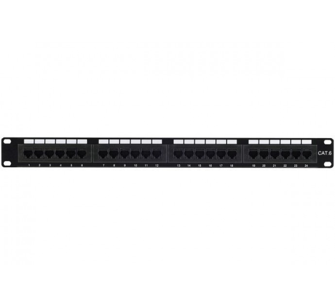 exertis Connect Patch Panel CAT 6 UTP 24x RJ-45 1U 19" Schwarz