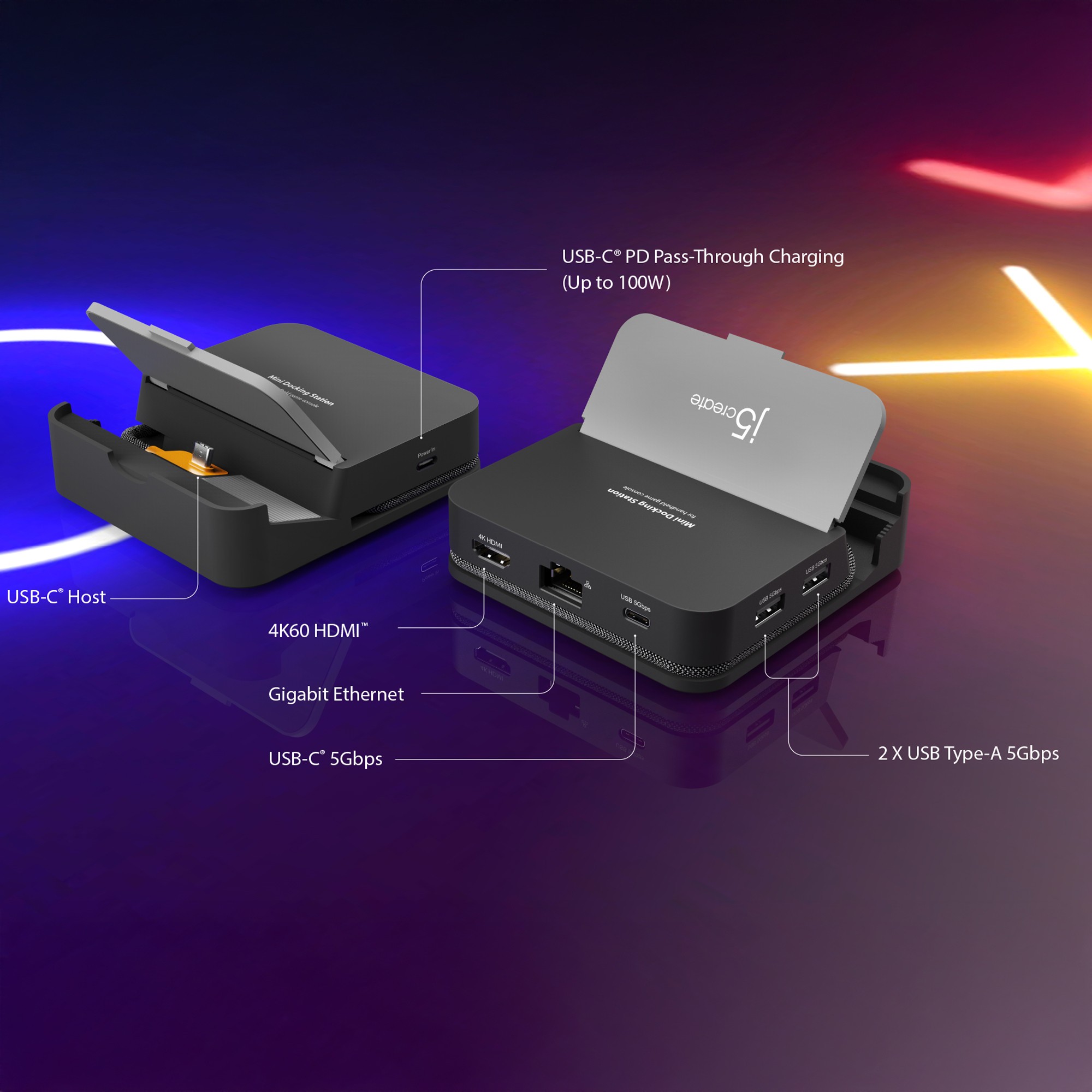 j5create JCD624-N Dockingstation USB-C HDMI Gigabit Ethernet Schwarz, Grau