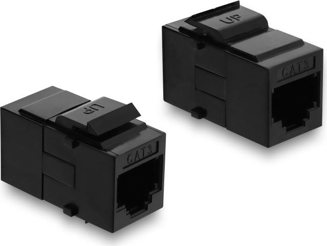 Delock Keystone Modul Kupplung RJ12 Buchse zu RJ12 Buchse Cat.3 Kunststoff schwarz (91378)