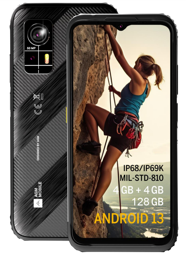 AGM Mobile H6 Lite Rugged Smartphone 6.52" 8 GB RAM 128 GB 50 MP Android 13 Schwarz, Grau