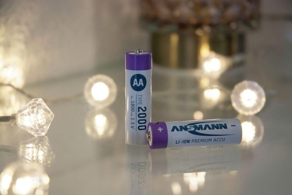 Ansmann 1312-0036 Wiederaufladbarer Akku AA Li-Ion 1,5 V 1800 mAh 4er-Pack Lila