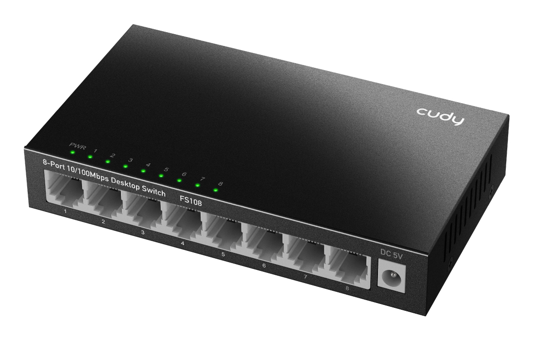 CUDY FS108 8-Port Fast Ethernet Switch Schwarz
