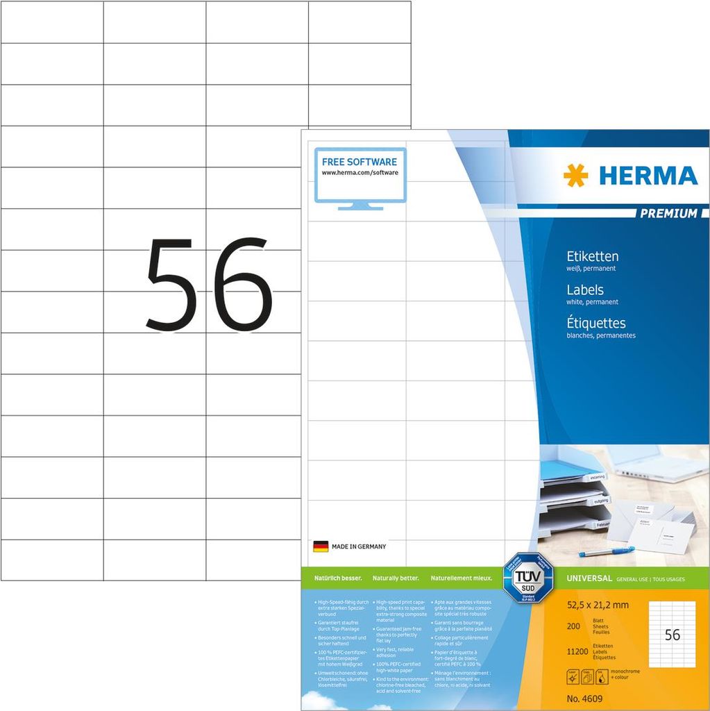 HERMA Premium Permanent selbstklebende, matte laminierte Papieretiketten (4609)