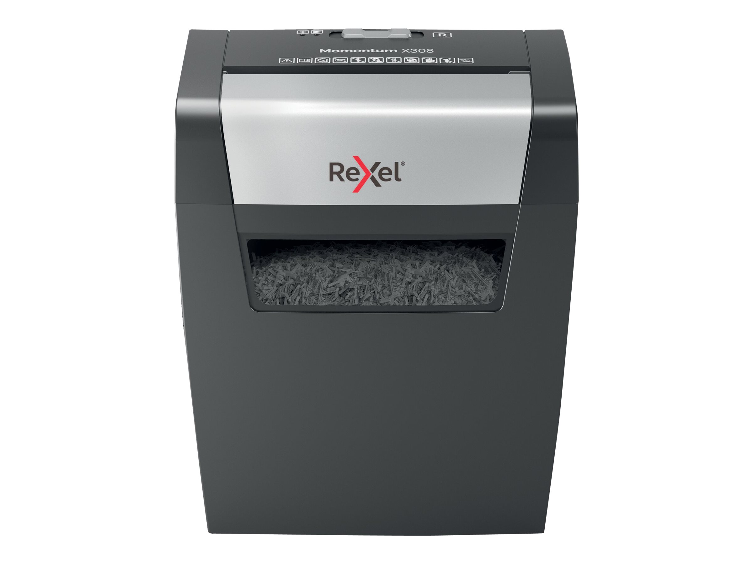 Rexel Momentum X308 Aktenvernichter 8 Blatt Kreuzschnitt 5 x 42 mm Schwarz