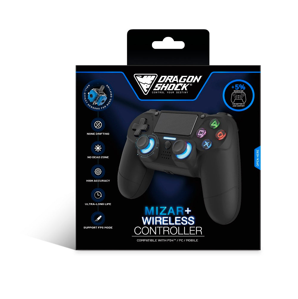 DragonShock Mizar+ Wireless Gamepad für PS4/PC/Android Schwarz
