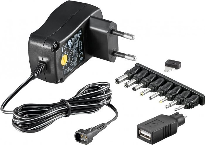Goobay 3 V 12 V Universal-Netzteil, 0.6 A, Schwarz, 1.8 m 53995