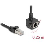 Delock Netzwerk Verlängerungskabel RJ45 Stecker zu RJ45 Buchse 90° gewinkelt Cat.6 F/UTP 0,25 m schwarz (81040)