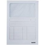 LEITZ Sichtmappe, DIN A4, Karton, mit Sichfenster, weiß 160 g-qm, Oberteil mit beschriftbarem Druckraster, Sicht- - 100 Stück (3950-00-01)