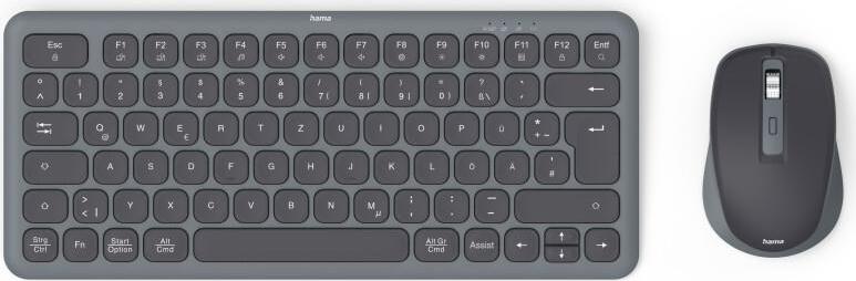 Hama Multi-Device-Tastatur-Maus-Set WKM-500 kabellos klein SW QWERTZ DE (00173061) (geöffnet)