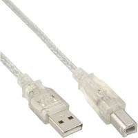 InLine® USB 2.0 Kabel, A an B, transparent 2m (34518T)