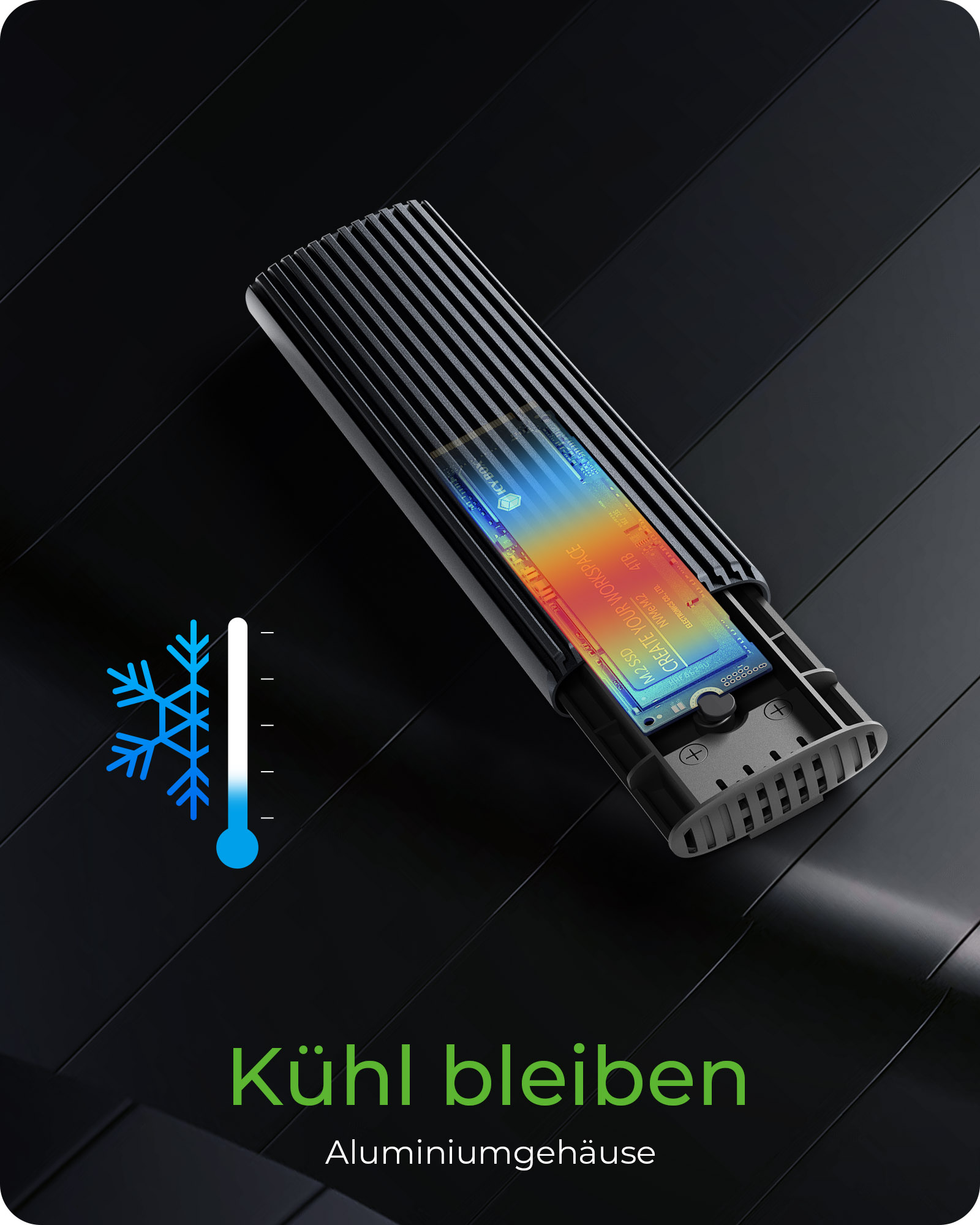 ICY BOX IB-1808MCT-CU31 M.2 NVMe & SATA SSD-Gehäuse, USB 3.1 Gen 2 Type-C/A, Werkzeuglos, Schwarz