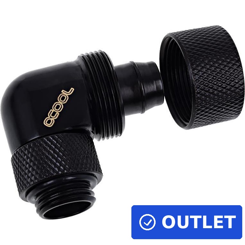 Alphacool Eiszapfen 16/10mm Anschraubtülle 90° drehbar G1/4 - Deep Black (17236) (geöffnet)