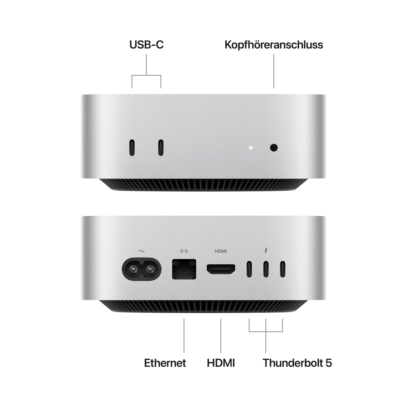 Apple Mac mini M4 Pro 14C CPU/20C GPU/16C N.E. 48 GB RAM 1 TB SSD Gbit Ethernet DE Silber