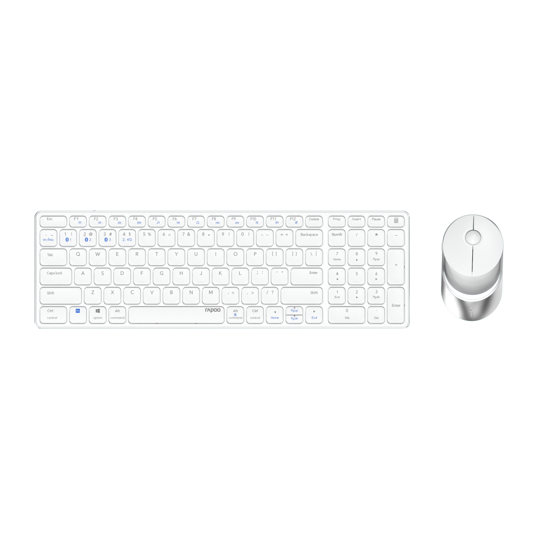 Rapoo 9750M Tastatur Maus enthalten RF Wireless + Bluetooth QWERTZ Deutsch Weiß (00215375)