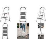 Bradas Stahl-Klappleiter, 2 Stufen, weiß/grau aus Stahl, Tragkraft: bis 150 kg, rutschfeste Stufen, - 1 Stück (DIY-LDWL02/2)