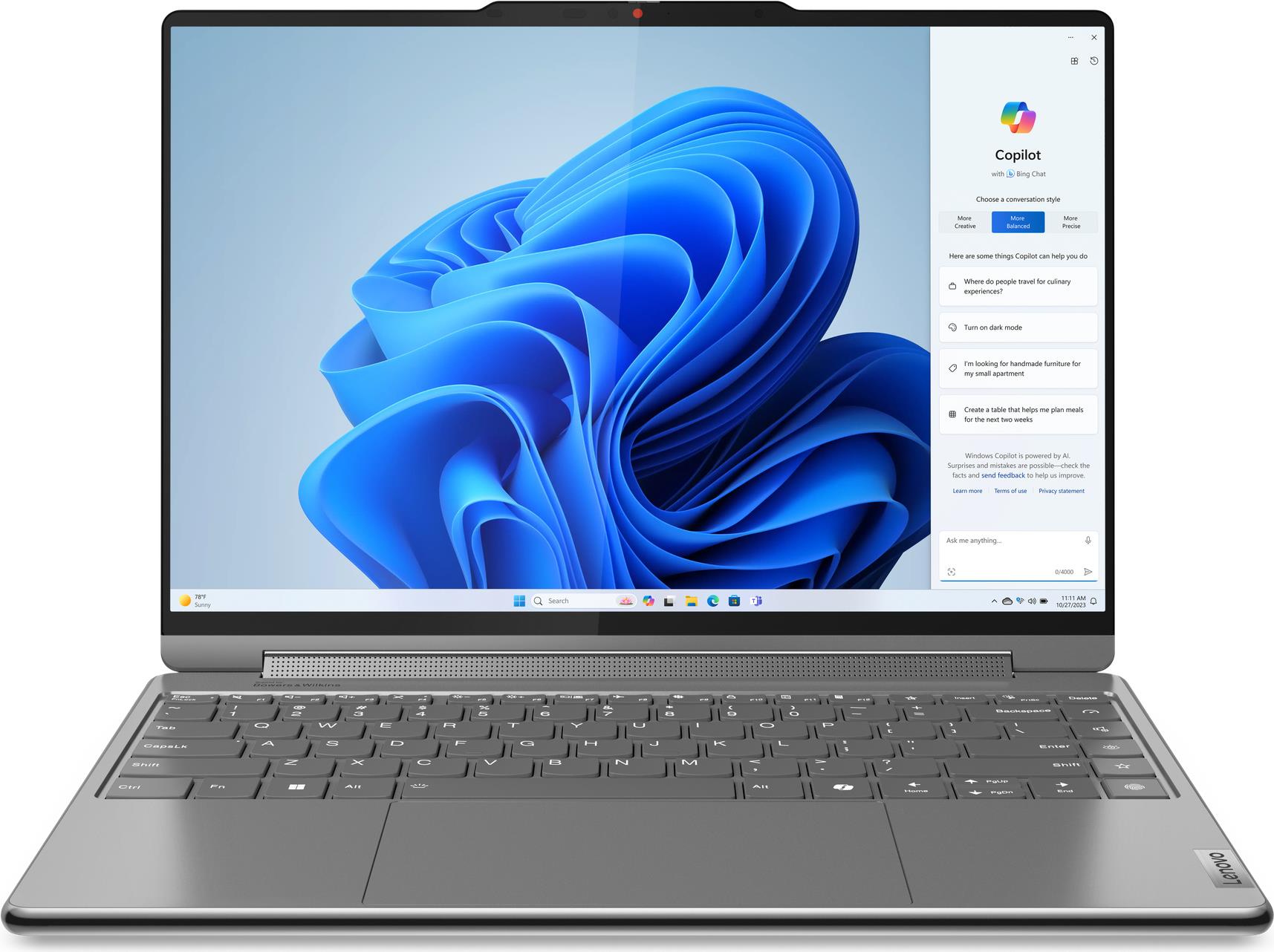 Lenovo Yoga 9 2-in-1 14IMH9 Intel Core Ultra 7 155H 35,6 cm (14") Touchscreen WQUXGA 16 GB LPDDR5x-SDRAM 1 TB SSD Wi-Fi 6E (802.11ax) Windows 11 Home Grau (83AC0011GE)