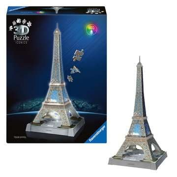 Ravensburger 3D Puzzle Iconics Eiffelturm mit Licht 216 Teile
