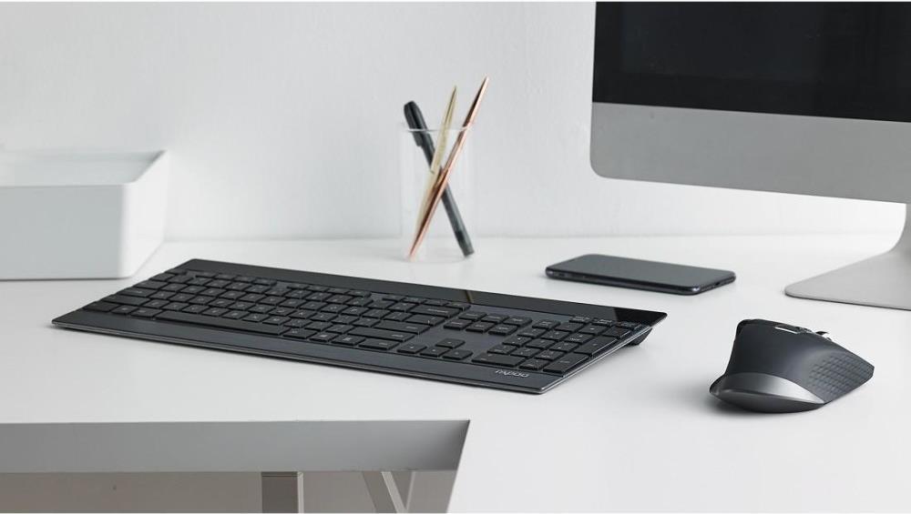 Rapoo 9900M Tastatur-und-Maus-Set kabellos 2.4 GHz, Bluetooth 4.0 