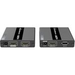 MANHATTAN HDMI KVM over IP/Netzwerkkabel Extender Set 1080p, 60 m HDMI-Signalverlängerung mit 1080p@60Hz bis zu 60 m über ein Cat6-Netzwerkkabel oder IP-fähiges Netzwerk, USB-A-Ports für PC/Maus/Tastatur an Sender- und Empfängermodul, schwarz (154437)
