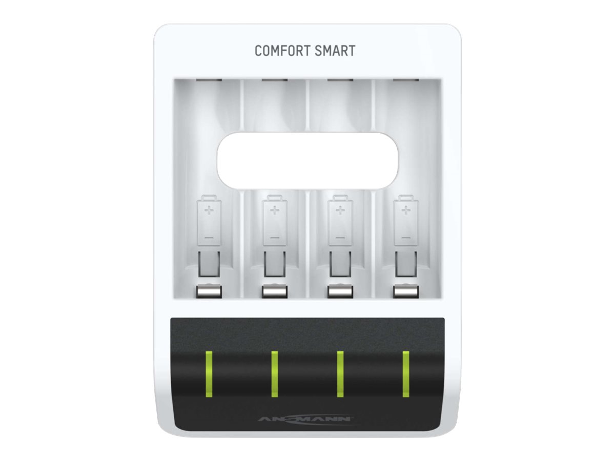 Ansmann Comfort Smart USB-Batterieladegerät 4× AA 2100 mAh PERFECT 7 Schwarz, Weiß